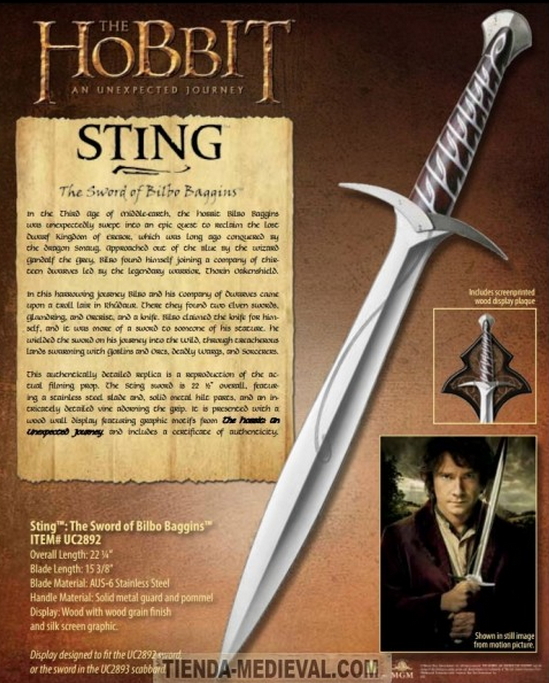 ESPADA OFICIAL STING FRODO DEL HOBBIT - Espadas de El Hobbit con Licencia