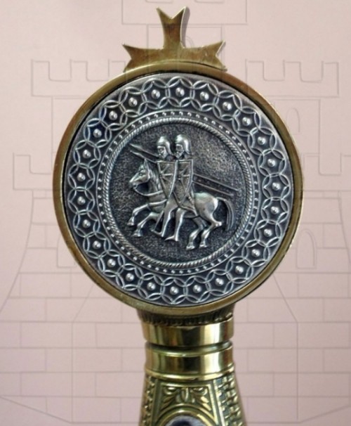 Pomo espada templaria decorada de Toledo - Espada Templaria Acero Toledano