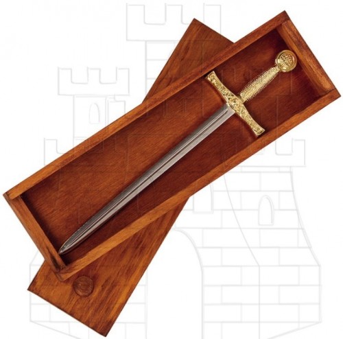 Abrecartas Excalibur con caja madera