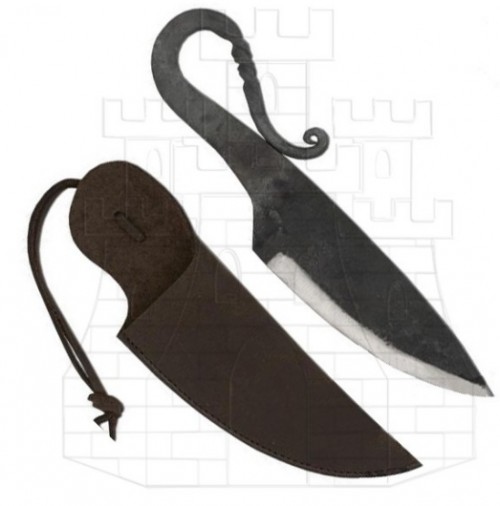Cuchillo medieval con vaina en gamuza - Cuchillos medievales forjados a mano