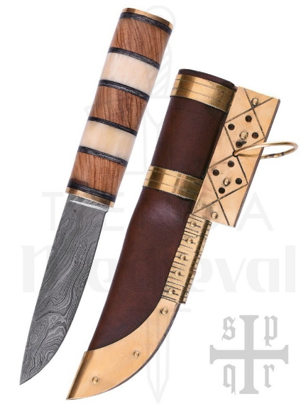 Cuchillo Vikingo Seax Acero de Damasco