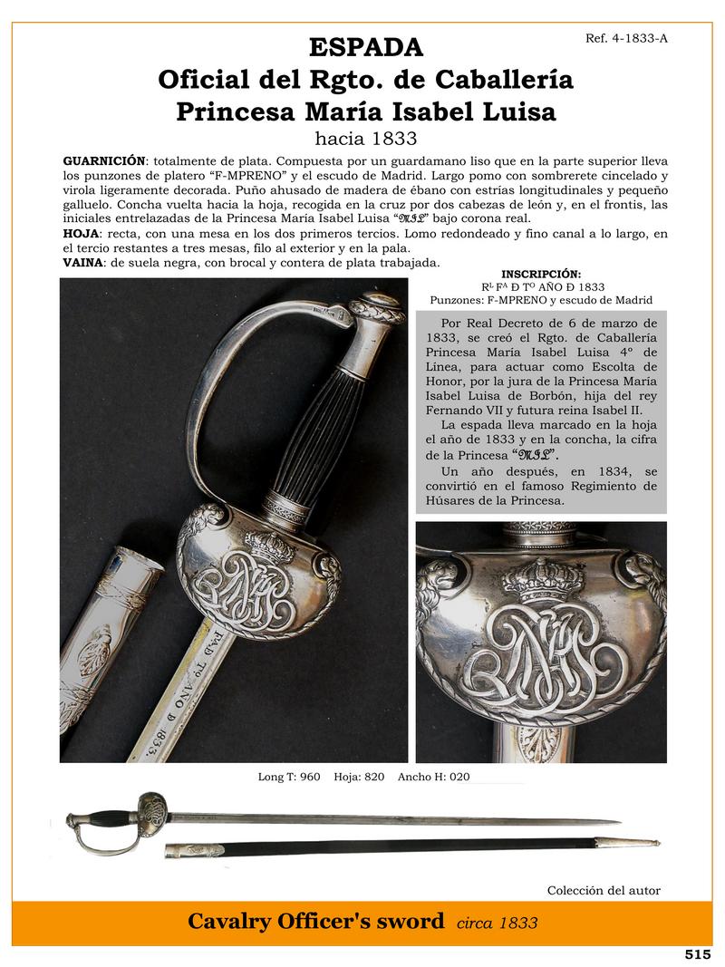 ESPADA OFICIAL DEL Rgto. DE CABALLERA PRINCESA MARA ISABEL LUISA HACIA 1833.jpg 1747955371 - Historical Cavalry Sword: Princess María Isabel Luisa