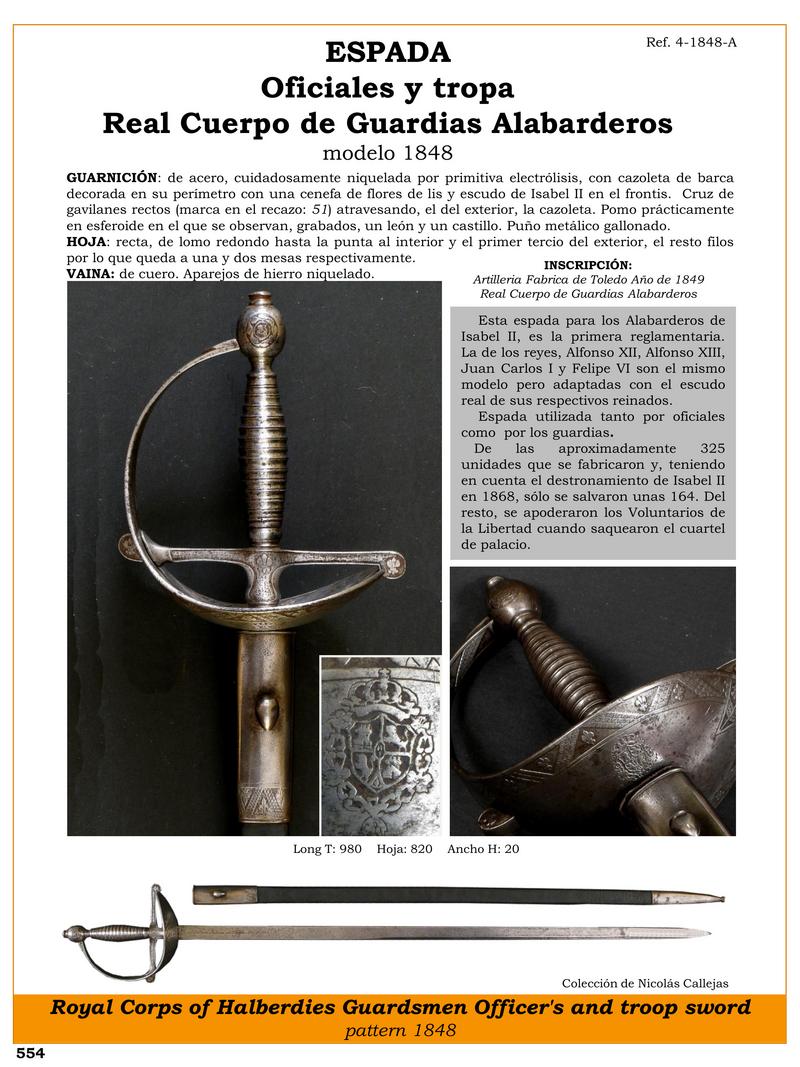 ESPADA OFICIALES Y TROPA REF. 4 1848 A REAL CUERPO DE GUARDIAS ALABARDEROS MODELO 1848.jpg 1748689772 - Spada Alabardieri Isabella II: Storia e Caratteristiche Uniche