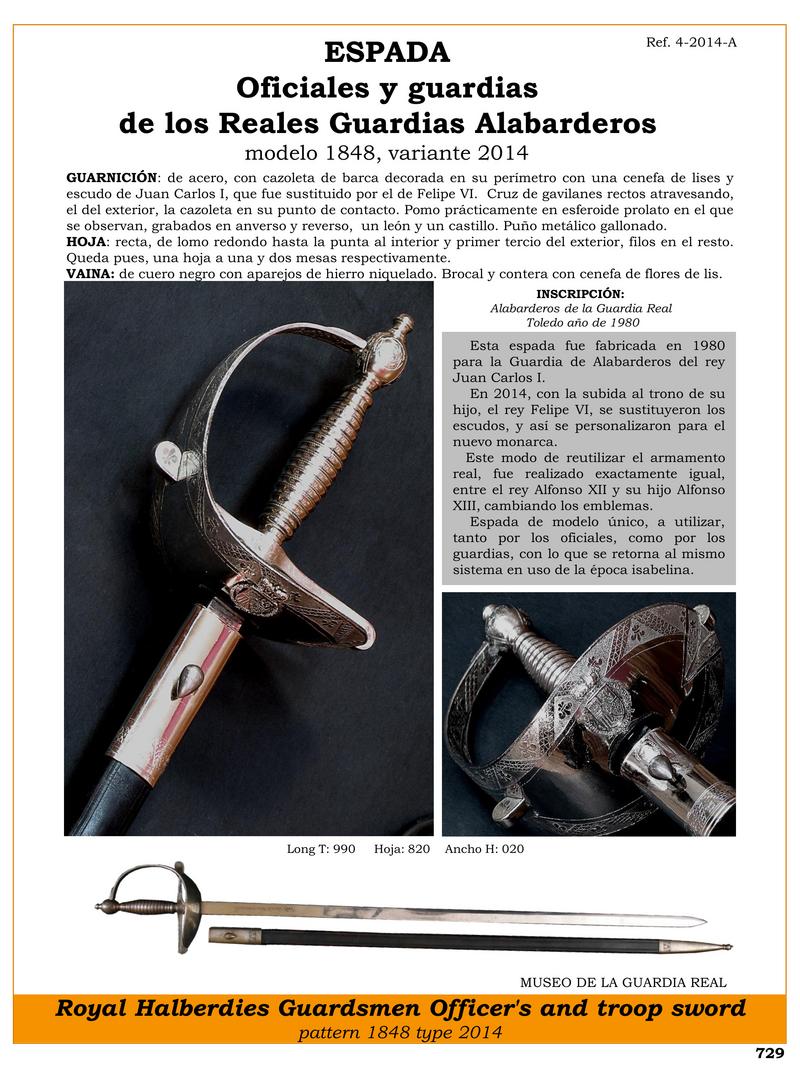 ESPADA OFICIALES Y GUARDIAS REF. 4 2014 A DE LOS REALES GUARDIAS ALABARDEROS MODELO 1848 VARIANTE 2014.jpg 1752404969 - Épée Royale 2014 : Design Exclusif pour Hallebardiers