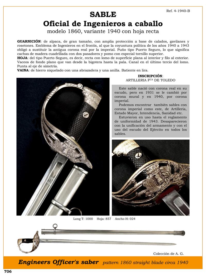 SABLE OFICIAL DE INGENIEROS A CABALLO MODELO 1860 VARIANTE 1940 CON HOJA RECTA.jpg 1751929769 - Sable Officiel des Ingénieurs : Histoire et Spécifications