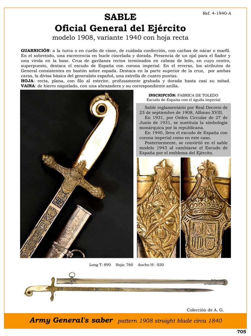 SABLE OFICIAL GENERAL DEL EJRCITO MODEL 1908 VARIANTE 1940 CON HOJA RECTTA.jpg 1751908170 - Sabre Militaire Espagnol 1908 : Design Exclusif et Détails Uniques