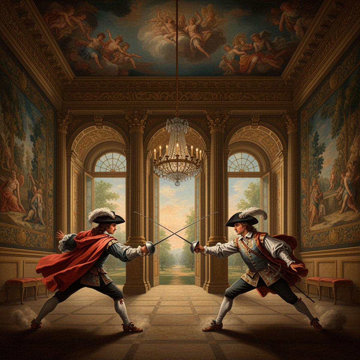 lucha floretes ilustracion
