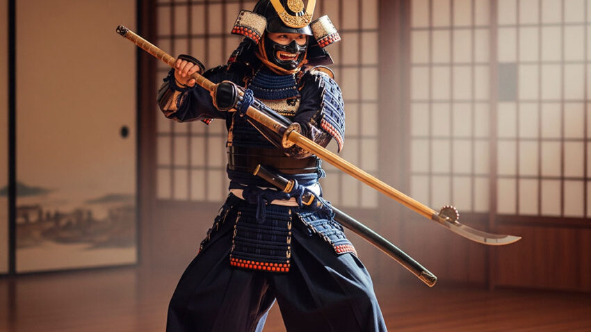 mujer con naginata