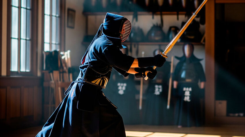 practicando shinai