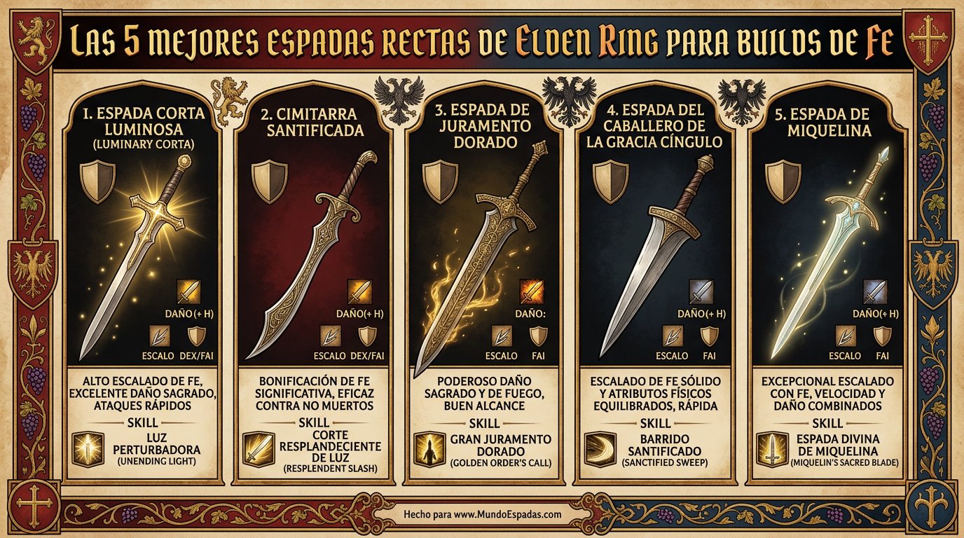 Las 5 mejores espadas rectas de Elden Ring para builds de fe 2 Ilustración: Las 5 mejores espadas rectas de Elden Ring para builds de fe