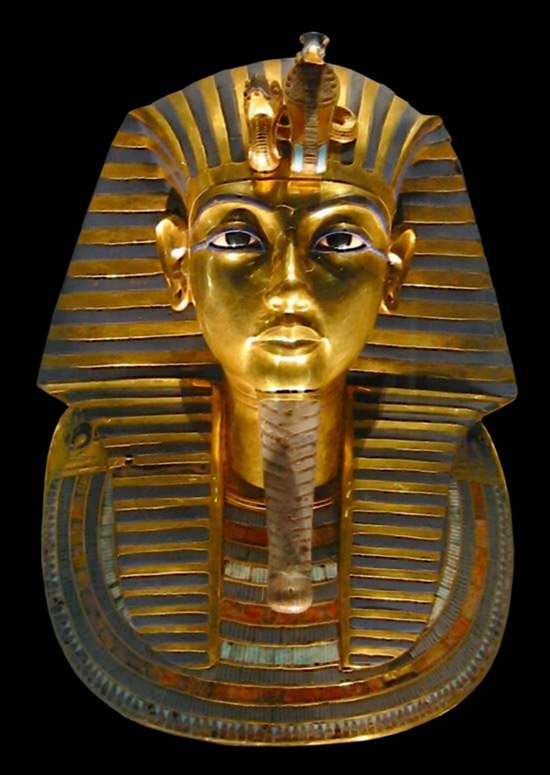 The golden death mask of the Tutankhamun at The Egyptian Museum in Cairo.
